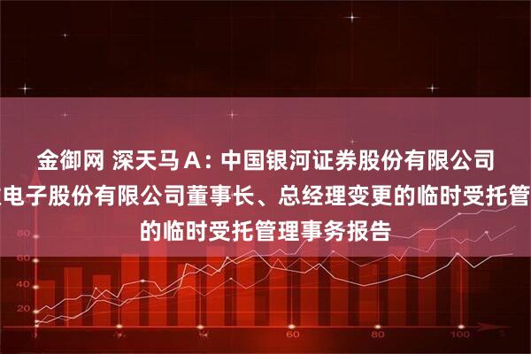 金御网 深天马Ａ: 中国银河证券股份有限公司关于天马微电子股份有限公司董事长、总经理变更的临时受托管理事务报告